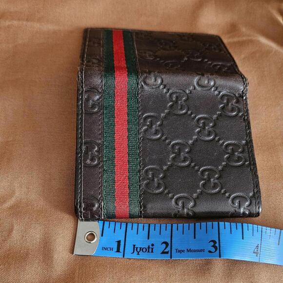 Men's Gucci GG Brown Leather Bifold Card Wallet. - Picture 9 of 10